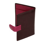 Paris Distressed Leather Travel Passport Wallet Holder - Brown And Pink