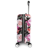 Bebe Women'S Marie 21" Hardside Carry-On Spinner Luggage, Black Floral Print