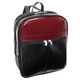 McKlein, L Series, Edison, Top Grain Cowhide Leather, 14" Leather Laptop Slim Backpack, Blk/Red (88136)