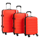 Murtisol 3 Pieces Expandable ABS Luggage Sets TSA Lightweight Durable Spinner Suitcase 20" 24" 28", 3PCS Orange