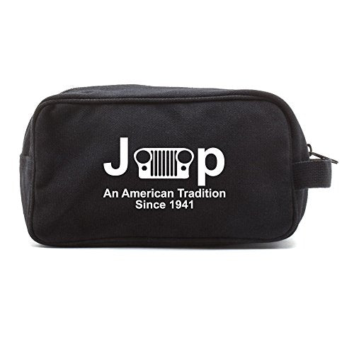 Jeep An American Tradition Dual Compartment Travel Toiletry Bag, Black & Wh