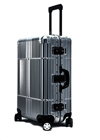 Cloud 9 - All Aluminum Luxury Hard Case Checked 24" Durable with 360 Degree 4 Wheel Spinner TSA Approved