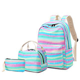 Pawsky School Backpack for Girls, 15" Laptop Backpack Daypack Kids School Bag Bookbag with Lunch Bag Pencil Case, Rainbow