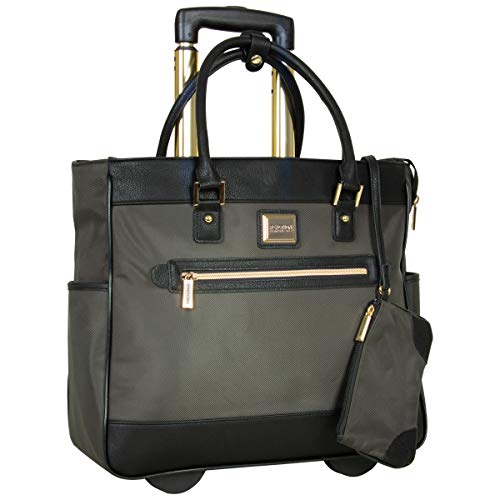 Kenneth Cole Reaction Runway Call Nylon-Twill Laptop & Tablet Business Travel, Olive Wheeled Tote