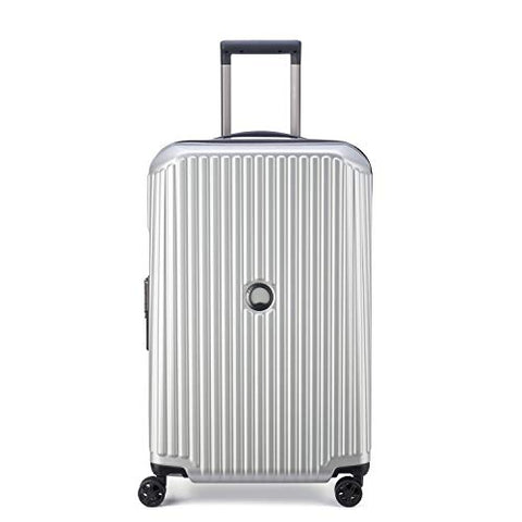 DELSEY Paris Securitime Expandable Luggage with Spinner Wheels, Silver, Checked-Medium 25 Inch