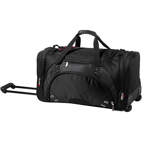 Elleven Proton Wheeled Duffel Bag (26.8 x 12.2 x 13.8 inches) (Solid Black)