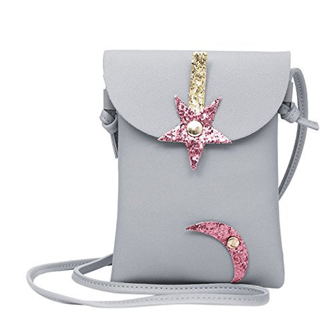 Aibearty Women Girls Glitter Star Moon Shoulder Purse Casual Mini Crossbody Bag