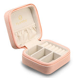 Vlando Small Faux Leather Travel Jewelry Box Organizer Display Storage Case for Rings Earrings Necklace (Pink)