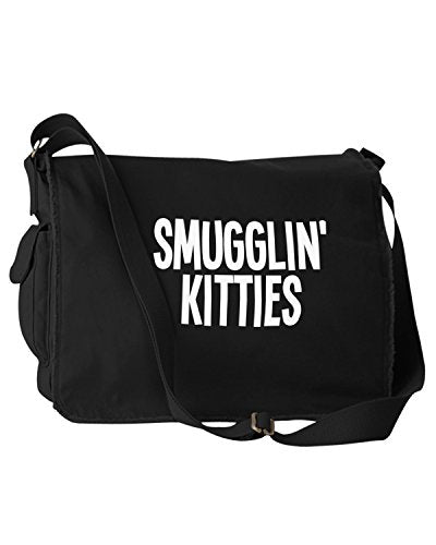 Funny Smugglin Kitties Cats Black Canvas Messenger Bag