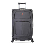 SwissGear Sion Softside Luggage with Spinner Wheels, Dark Grey, Checked-Medium 25-Inch