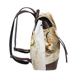 Butterfly Flower Art Women's Genuine Leather Backpack Bookbag School Purse Shoulder Bag