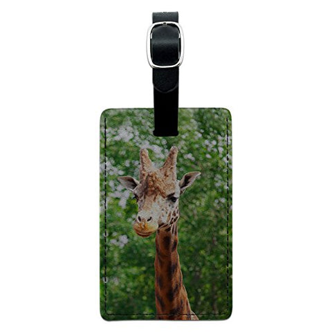 Graphics & More Giraffe-African Zoo Animal Leather Luggage Id Tag Suitcase Carry-On, Black