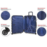 Hipack Prime Suitcases Hardside Luggage with Spinner Wheels, Black, 3-Piece Set (20/24/28)