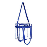 Clear Cross-Body Messenger Shoulder Zippered Bag w Adjustable Strap, NFL & PGA Stadium Security Approved Travel & Gym Clear Tote Bag-12” X 12“ X 6” (Royal Blue)