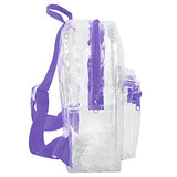 Water Resistant Clear Mini Backpacks for School, Beach - Stadium Approved Bag with Adjustable Straps (Purple)