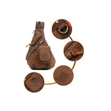 Men's Vintage Canvas Shoulder Backpack Chest Pack Sling Bag Crossbody Messenger Rucksack - Coffee