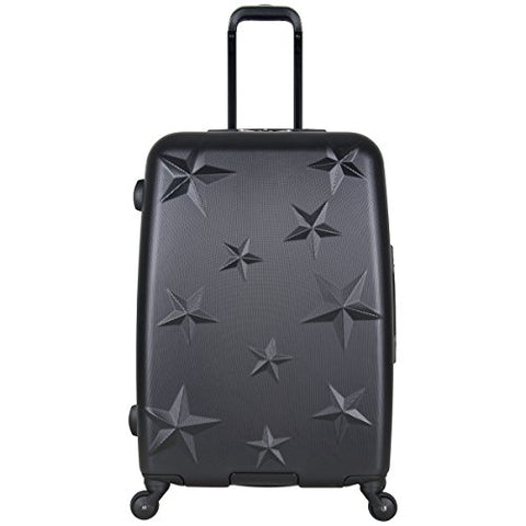 Aimee Kestenberg Women'S 24" Embossed Star Lightweight Abs 4-Wheel Upright Checked Luggage, Black