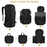 Gonex 45L Packable Travel Backpack, Lightweight Daypack for Hiking, Camping & Travelling Black