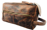 Genuine Buffalo Leather Unisex Toiletry Bag Travel Dopp Kit Grooming and Shaving Kit ~ for Men