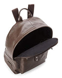 Cole Haan Saunders Java Brown Leather Zip Top Backpack