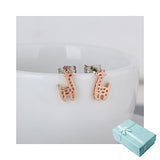 Acxico Hollow out Little Giraffe Pendant Stud Earrings (Rose Gold)