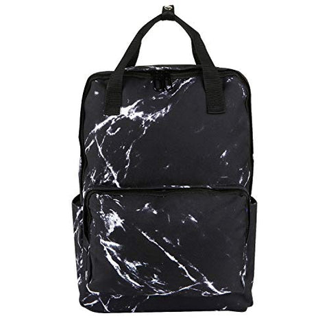 Violet Mist College Marble Backpack Bag Waterproof Laptop for Girls Adults （Black Marble）