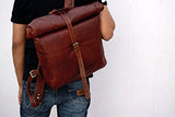 Vintage Leather Macbook Briefcase Leather School Bag Backpack Rucksack