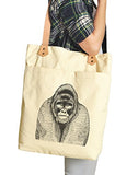 Unisex Gorilla-1 Print 100% Cotton Canvas Leather Straps Laptop Backpack Was_34