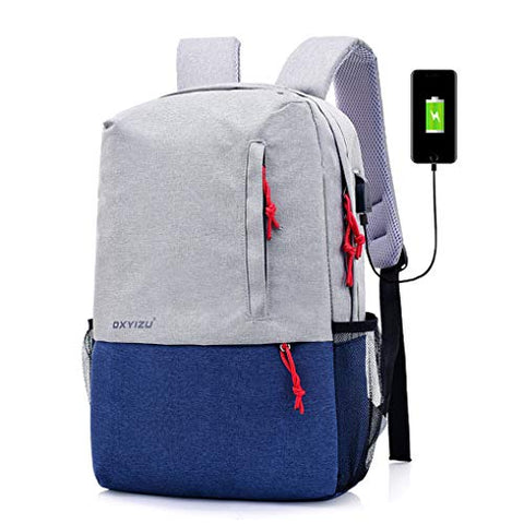 Canvas Laptop Backpack, Waterproof School Backpack With USB Charging Port For Men Women,