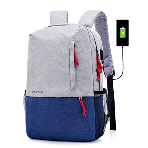 Canvas Laptop Backpack, Waterproof School Backpack With USB Charging Port For Men Women,