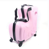 20" Suitcase for Kids Kid Luggage Kid Travel Fashionable Appearance Rideable Funny Suitcase Kid Gift Recommended Age 2-8 Years Old (Pink)
