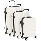 AmazonBasics Geometric Luggage Expandable Suitcase Spinner - 3 Piece Set (20", 24", 28"), Cream