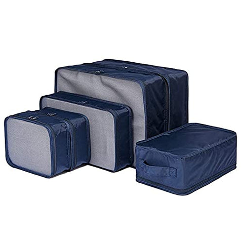 6 Set Travel Packing Cubes, Travel Carry on Luggage Packing Organizers with Shoe Bag (Navy Blue)