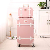 UNIWALKER Vintage Suitcase Set 20 inch Carry on Spinner Luggage with 12 inch Handbag for Women (Embossed Pink)