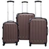 Goplus 3 Pcs Luggage Set Hardside Travel Rolling Suitcase Abs+Pc Globalway (Brown)
