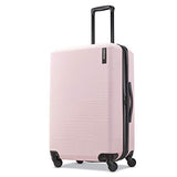 American Tourister Stratum XLT Expandable Hardside Luggage with Spinner Wheels, Pink Blush, Checked-Medium 25-Inch