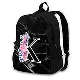 Floral Letter K Backpack for College School Travel, Laptop Backpack Bookbag for Women Men