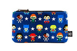 Loungefly Justice League Chibi Nylon Backpack and Pouch Set (Blue)