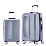Luggage 2 Piece set Expandable Spinner Hardshell 20inch & 24inch, Silver