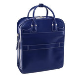McKlein, W Series, LA Grange, Top Grain Cowhide Leather, 15" Leather Vertical Patented Detachable -Wheeled Ladies' Laptop Briefcase, Navy (96497)