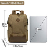 Laptop Backpack for Men,Kasqo Canvas Bookbag School Backpack for Adults,Work,Travel,Women Teacher w USB Port