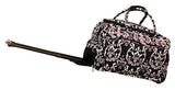 Jenni Chan Damask Deluxe Carry-All Rolling Duffel, Black/Pink, One Size