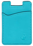 Premium Leather Phone Card Holder Stick On Wallet for iPhone and Android Smartphones (Light Blue Leather)