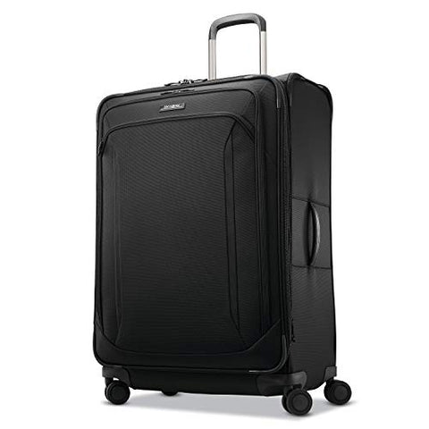 Samsonite Lineate Expandable Softside Checked Luggage with Spinner Wheels, 29 Inch, Obsidian Black