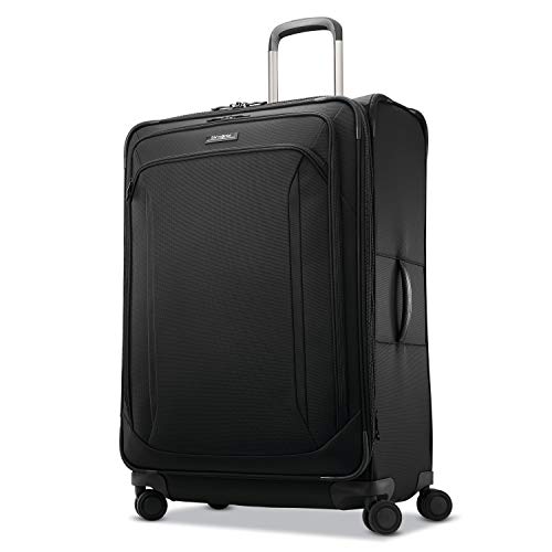 Samsonite Lineate Expandable Softside Checked Luggage with Spinner Wheels, 29 Inch, Obsidian Black
