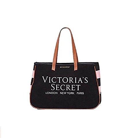 Victoria'S Secret Large Canvas Tote Bag Black