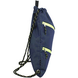 Fuel Dual Zip Sporty Cinch Sling with Durable Chord Straps, Navy Mesh/Neon Yellow Underlay