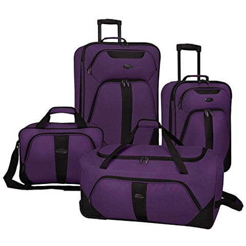 Us Traveler Oakton 4-Piece Luggage Set,Purple,Us