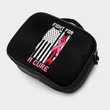 Fight For A Cure Mechanic US Flag Cosmetic Bag Cute Makeup Travel Case Toiletry Bag Zipper Makeup Pouch Purse Travel Storage Organizer