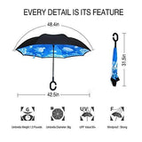 MRTLLOA Double Layer Inverted Umbrella with C-Shaped Handle, Anti-UV Waterproof Windproof